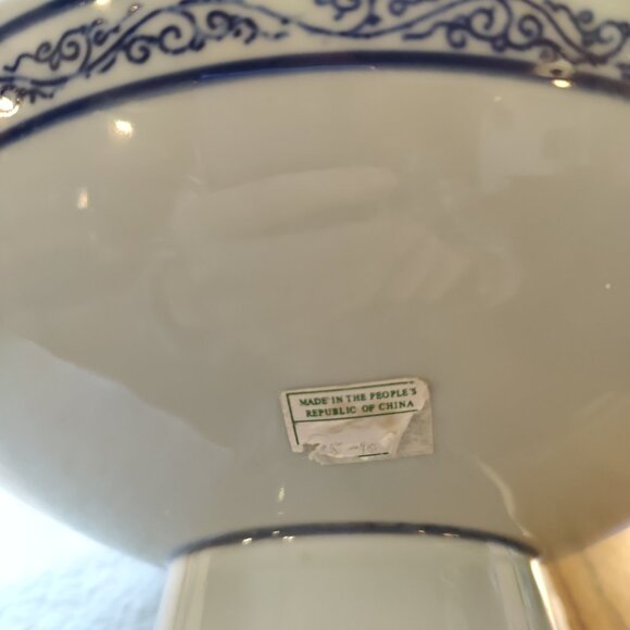 Rep Of China Blu/Whi Double Happiness Porcelain Tazza Offering Plate+Orig Label - Picture 4 of 13